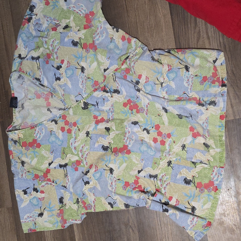 Red and Patterned Scrub Set - Picture 3 of 4